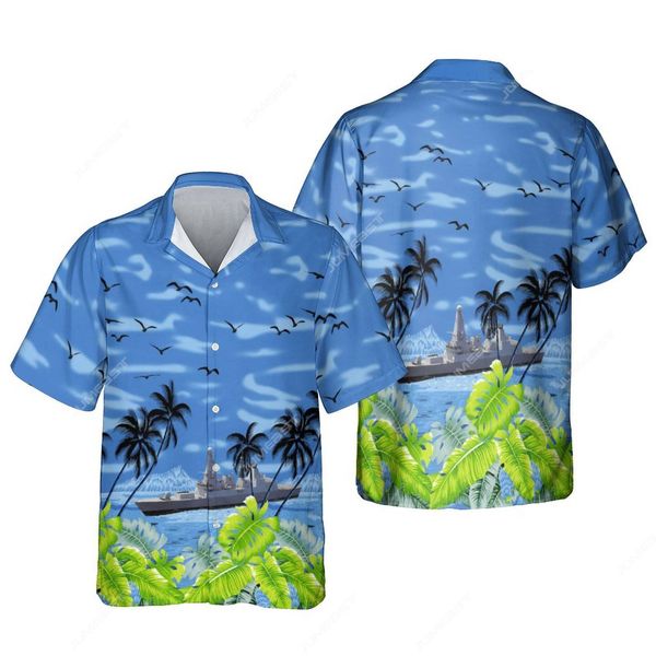 Мужские повседневные рубашки Jumeast 3d Print Ship Tackrey Tactical Men Men Hawaiian Warship Искусство пляжные блузки Camisa Social Youth Drip Одежда 230221