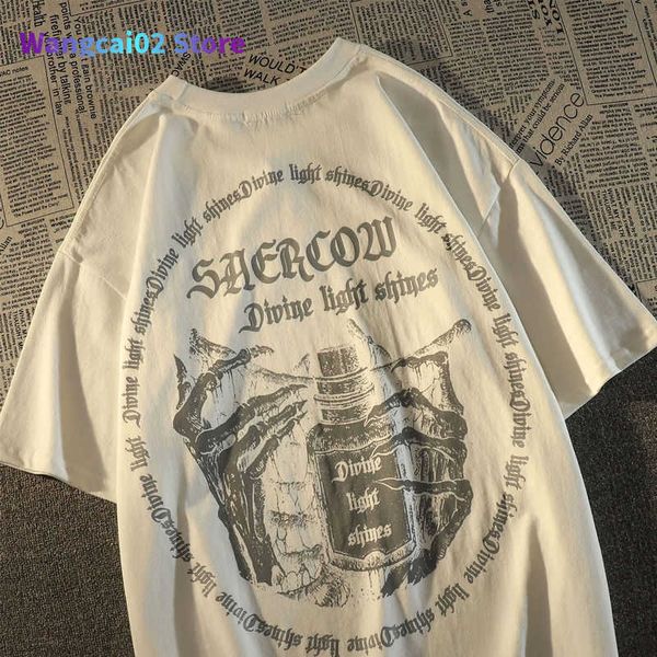 Herren T-Shirts Sommer Herren T-Shirt Gothic Horror Skull Print Kurzarm T-Shirt Harajuku Punk Kleidung Streetwear Tops Übergroßes T-Shirt 022223H