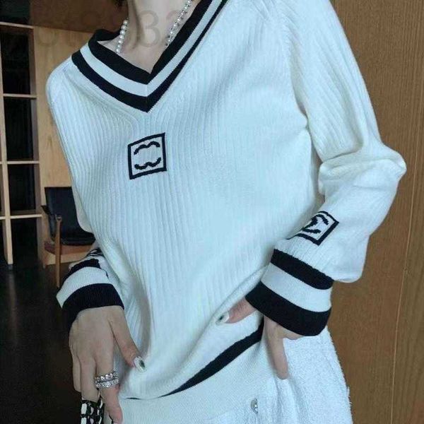 Kadın Sweaters Tasarımcı Kadın Bahar Kadın Kadınlar İçin Knited Hardigan Seater Sexy V-Neck Mektuplar Siyah ve Beyaz Kontrast Lüks Moda GXVX