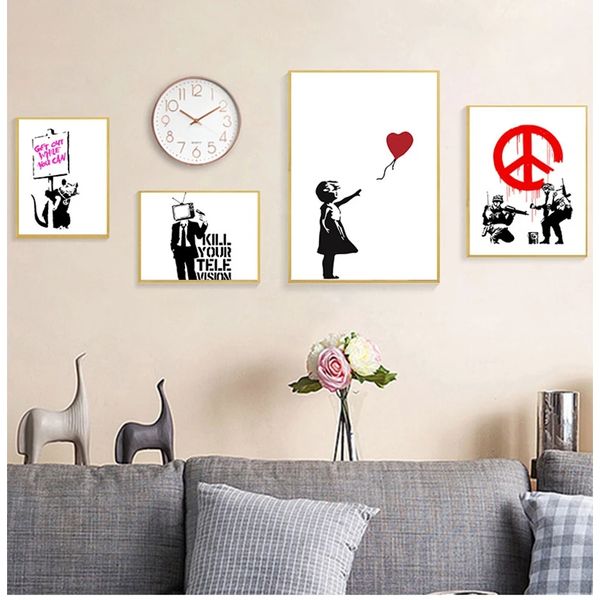 Bilder Gemälde für Wohnzimmer Abstrakte Cuadros Dekor Banksy Leinwand Kunstdruck Wand Kunst Leinwand Malerei Nordic s Und Drucke Wand Woo