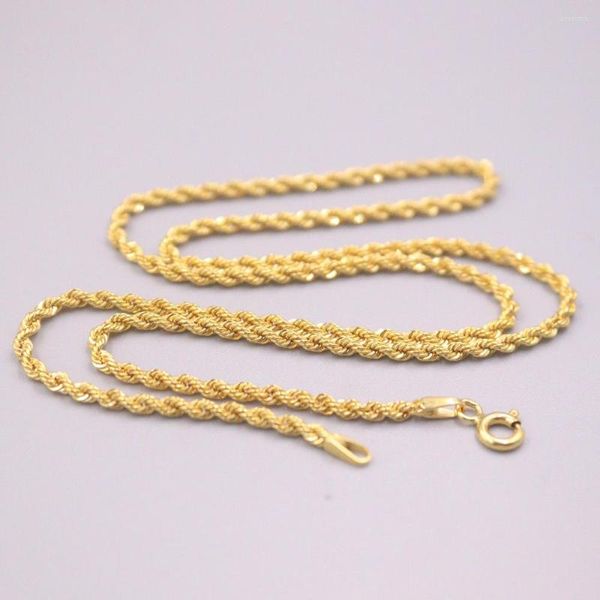 Chains Pure Au750 Collana in oro giallo 18K Donna 2mmW Maglia a catena in corda 17