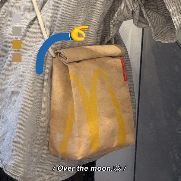 Bolsas de ombro divertidas e fofas para batatas fritas, bolsa de embalagem para estudantes, bolsa escolar, mochila de lona, bolsa de mão para mensageiro escolar de grande capacidade