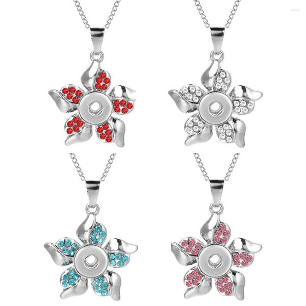 Collares pendientes 12 mm Snap Jewelry Button Collar Fit Metal Snaps Botones Rhinestone Flower