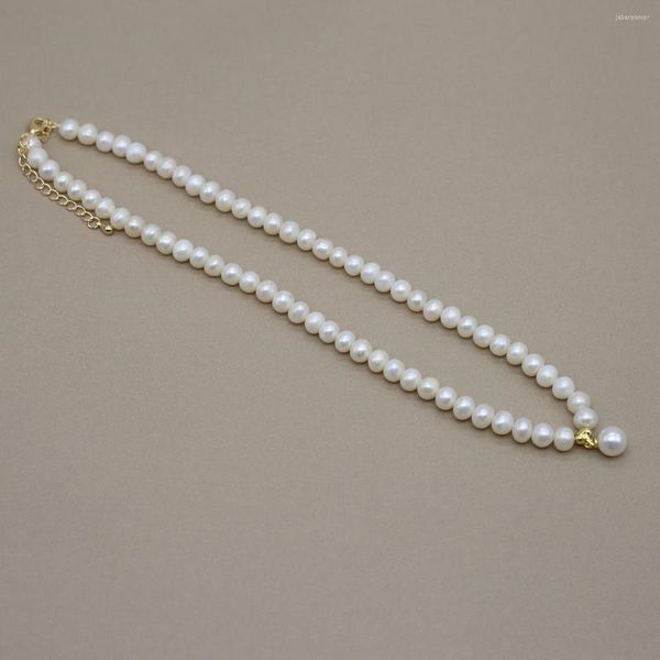 Подвесные ожерелья натуральная овальная мода белая пресноводная жемчужная ожерелье ювелирные украшения женский банкет вечеринка