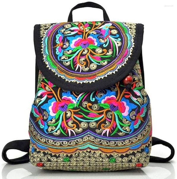 Bolsas escolares chinesas bordadas bordadas mochilas étnicas bolsa de ombro de viagem de viagem mini mochilas para homens de volta a