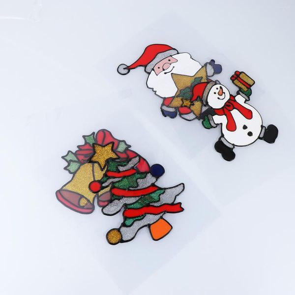 Confezioni regalo 4 pezzi Pupazzo di neve Adesivo per finestre Le vacanze si aggrappano al muro di Natale fai da te Babbo Natale
