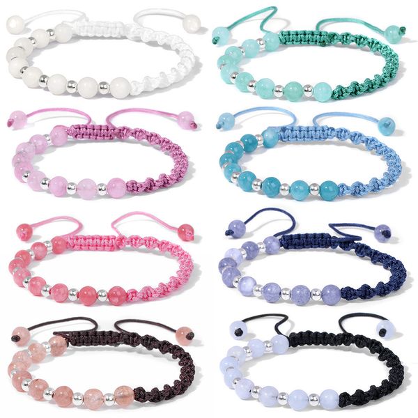 Pedra de pedra natural tecido ajust￡vel Cores de pulseira corda corda Bracelets de amizade tran￧ada para j￳ias femininas