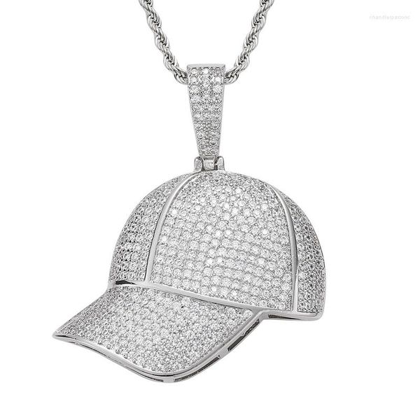 Colares pendentes Hip Hop Micro pavimentado CZ Zircon Stone Bling Out Hiphop Cap Pingents for Men Rapper Jewelry Grop