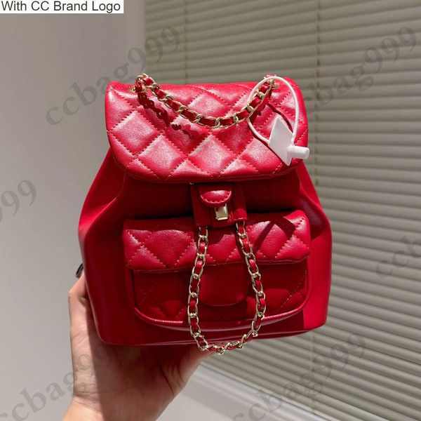 CC sırt çantası tarzı mini yağ balmumu kolej sırt çantası kuzu derisi totes çanta kapitone vintage metal donanım deri zincir crossbody el çantası tasarımcı klasik kadın açık