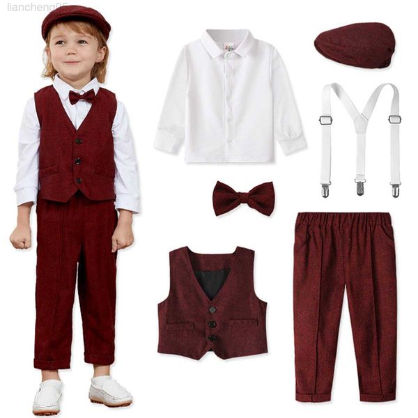 Kleidungssets Baby Junge Hochzeitsanzug Kleinkind Weihnachten Taufe Outfit Kleinkind Weihnachten Geburtstag Party Geschenk Neugeborene Kleidung Langarm Overall W0222