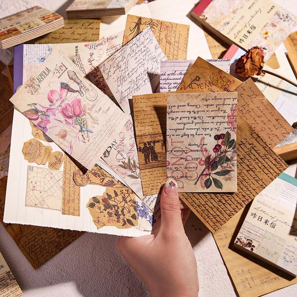 60pcs materiale misto vintage lettera farfalla carta stampa retro taccuini note per scrapbooking diario riviste fai da te