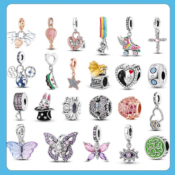 925 libras de prata New Fashion Charm Ladybug Contas e trevo prateado de pulseira Pandora, 925 Pingente Dream Catcher