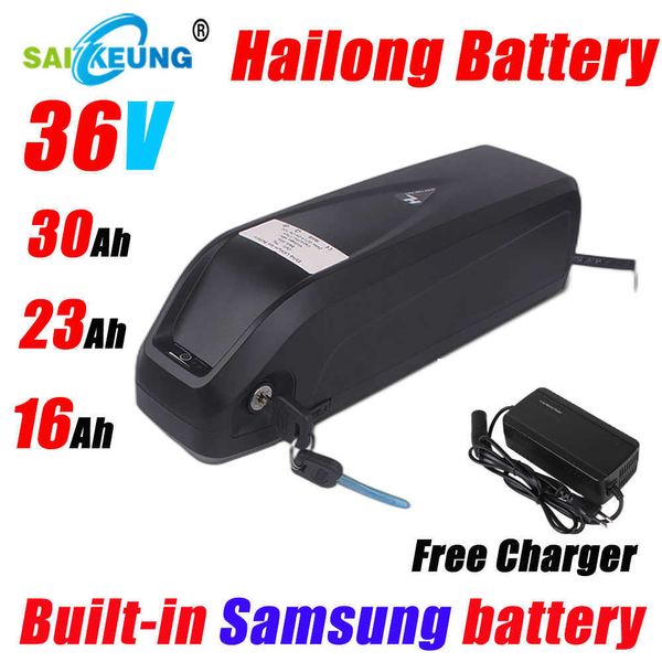 Scooter elétrico de bicicleta elétrica recarregável Bateria de lítio Hailong Samsung 18650 Bateria de bateria 36V 16AH 23AH 30AH Bicicleta Bateria de lítio