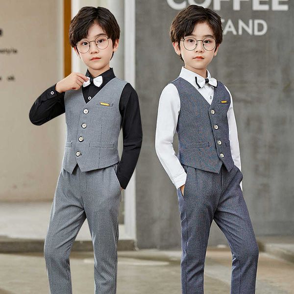 Set di abbigliamento Setelan Bayi Laki-laki Formale Abu-abu Seragam Sekolah Anak-anak Elegan Gaun Baju Anak Tahun Baru Pria Baju Pernikahan Anak Laki-laki