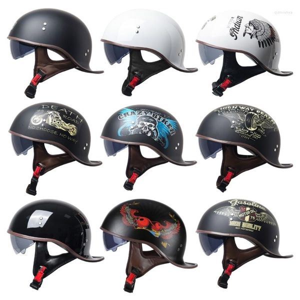 Motorradhelme Retro Roller Baseball Helm Anti-UV Mode Vintage Half Face Classic Motorrad Crash Hut für Männer Kind Drop