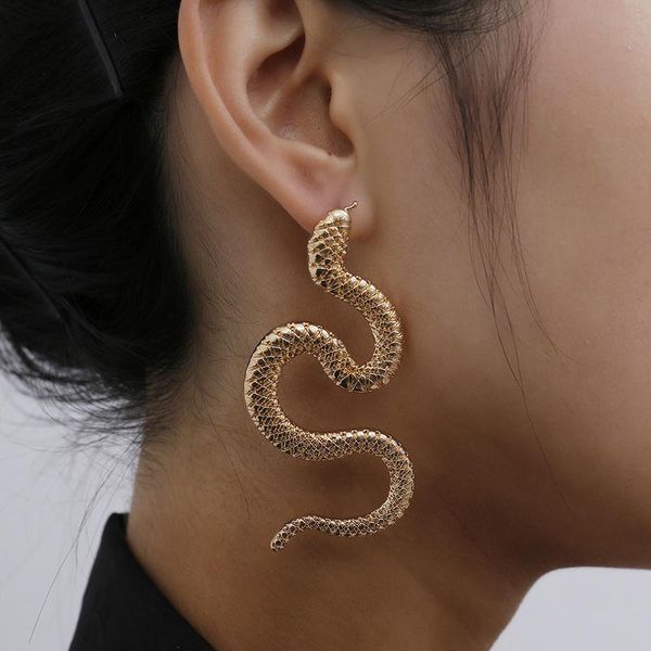 Ohrstecker Vintage Lange Schlange Persönlichkeit Geometrische Hip-Hop Weibliche Übertriebene Serpentin Geprägte Ohrringe Frauen Schmuck