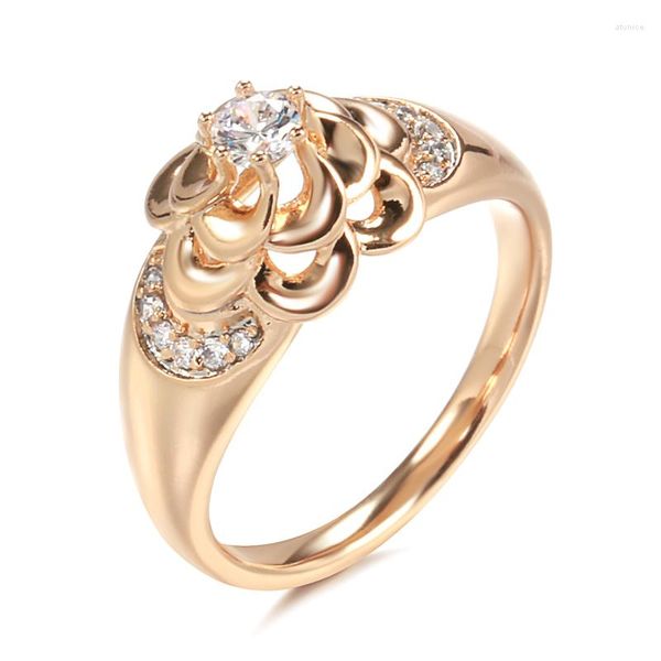Anéis de casamento anel de noivado Moda 585 Rose Gold Zircônia
