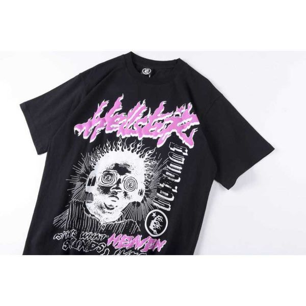 326 Hellstar Top T-shirts Cotton 100% T-shirt qualità da uomo Teni magliette grafiche da donna da donna Oversize Bla White Bla