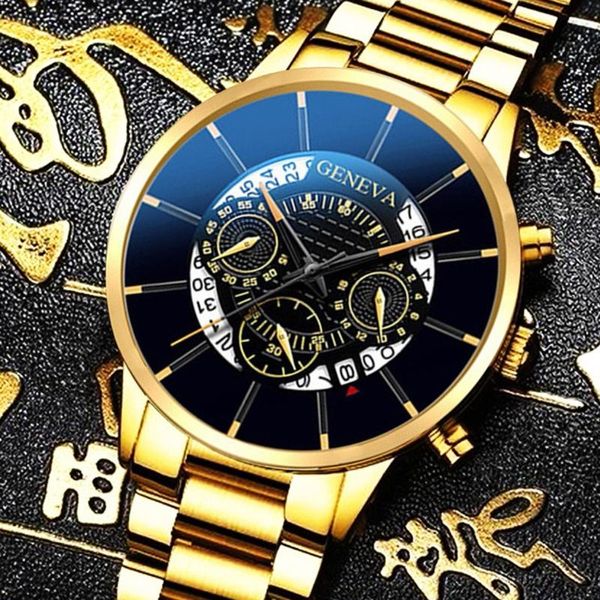 Orologi da polso High-end Cool Unique Digital Watch Literal Multi Layer Dial Men Quartz Cintura in acciaio inossidabile Business RelojOrologi da polso