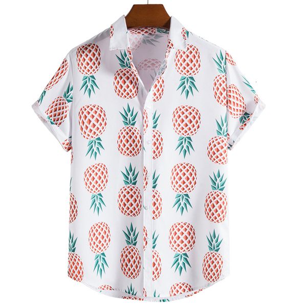 Camisas casuales para hombres Camisa hawaiana de manga corta con estampado de limón en 3D de secado rápido Fiesta de vacaciones en la playa Camisa de gran tamaño 230221