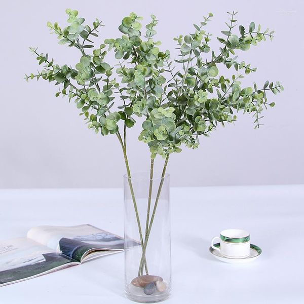 Fiori decorativi 67 cm Fiore artificiale Pianta verde Decorazione domestica Matrimonio Singolo eucalipto