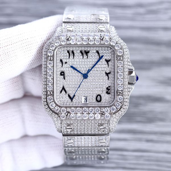 Relógio de diamante automático mecânico masculino relógios 40mm com pulseira de aço cravejado de diamantes relógio de pulso feminino montre de luxo