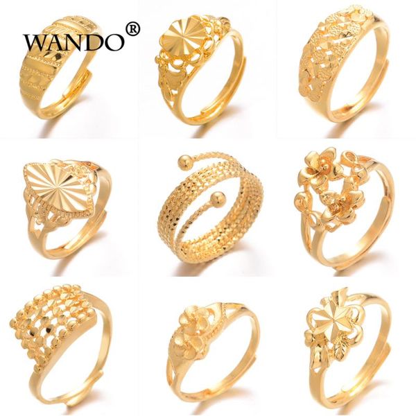 Band Rings 10 Style Eşsiz Kişilik Çiçek Altın Renk Yüzüğü Afrika Düğün Partisi Lüks Kız Arkadaş Takı Hediyeleri R63