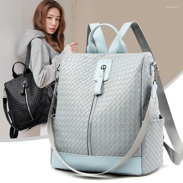 Schule Taschen Mode Frauen Rucksäcke Weben Hohe Qualität Leder Weibliche Damen Tasche Koreanische Student Rucksack Mädchen Adrette