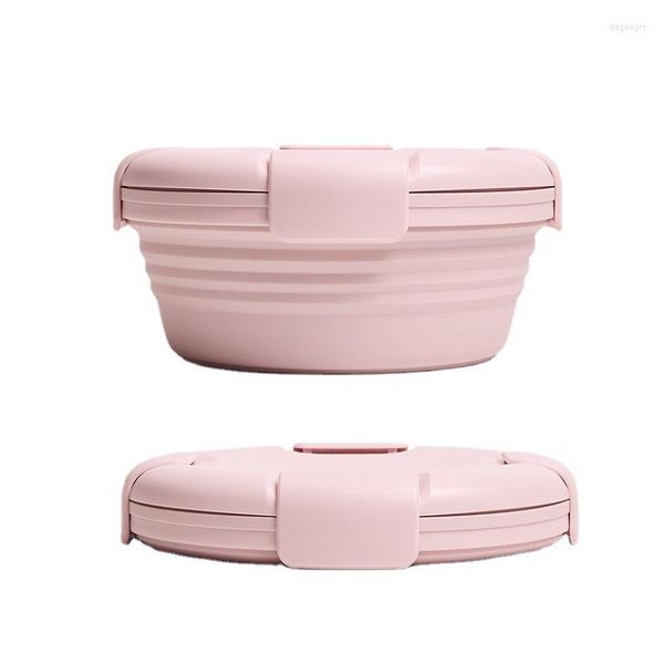 Dinnerware Gets Silicone dobring lanching Box Bowl Bowl portátil Macarrão portátil Salada de piquenique dobrável com tampa Cozinha Cozina