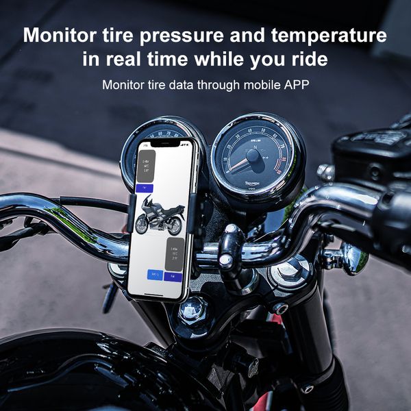 Sensori di pressione dei pneumatici Moto TPMS Sistema di monitoraggio della pressione dei pneumatici compatibile con Bluetooth Sensore esterno Android/IOS TMPS per auto