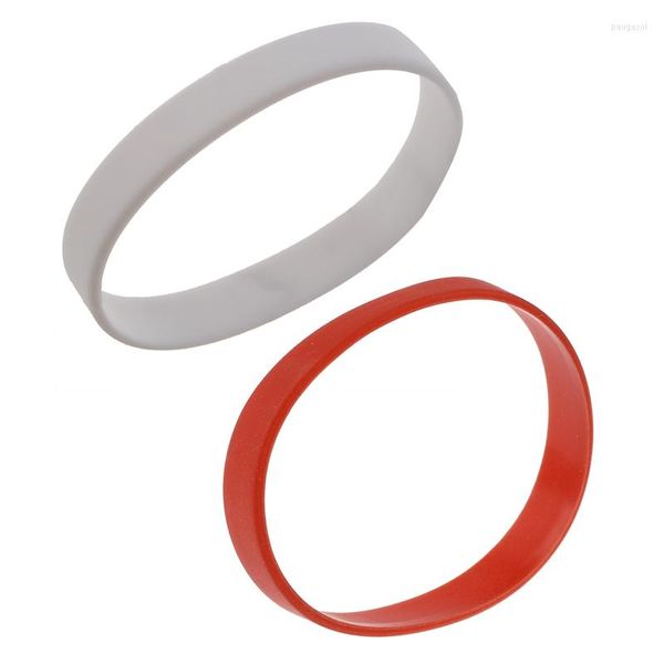 Armreif 2 Stücke Mode Silikon Gummi Elastizität Armband Handgelenk Band Rot Weiß