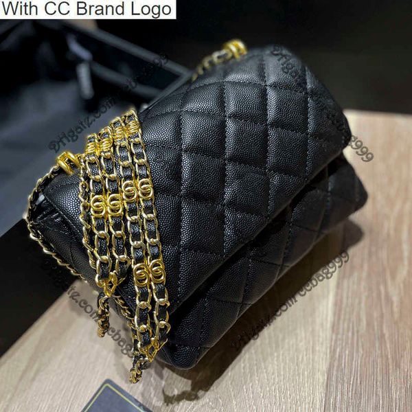 CC Totes Black Caviar Flap Quilted Messenger Luxustasche Genarbtes Kalbsleder Diamant-Handtasche Designer-Taschen Gold Metal Hardware Double Chain Totes Shoulder Sacoche W