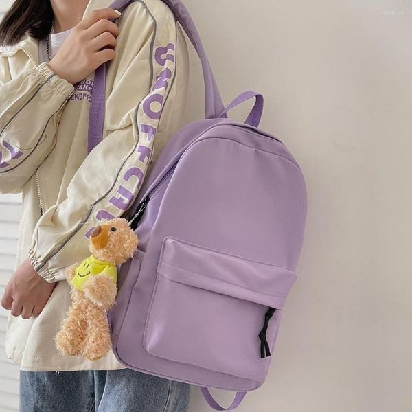 Okul çantaları modaya uygun kadınlar dizüstü bilgisayar purple kolej çantası bayan kawaii naylon kitap sırt çantası moda sevimli kız seyahat serin kadın sırt çantaları