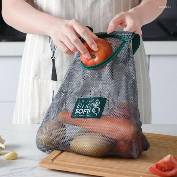 Borse per la spesa Frutta Verdura Aglio Hanging Shoping Bag Mesh Kitchen Storage Portatile