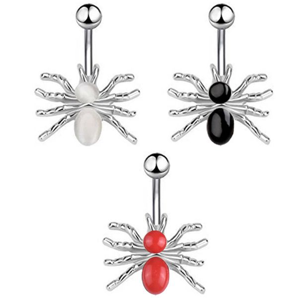Göbek çan düğmesi halkaları kadınlar için piercing vintage örümcek cerrahi çelik yaz plaj moda gövde takı
