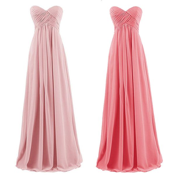 Abiti da festa Una linea Chiffon Piega Elegante senza spalline Innamorato Damigella d'onore Matrimonio Sera Formale Prom Robe De Soiree Cerniera 230221