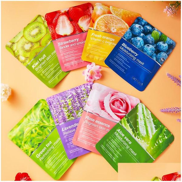 Altri strumenti per la cura della pelle Bioaqua Natural Plant Fruits Maschere per il viso Deep Nourish Brighten Idratante Beauty Face Sheet Mask Drop Deliv Dhe23