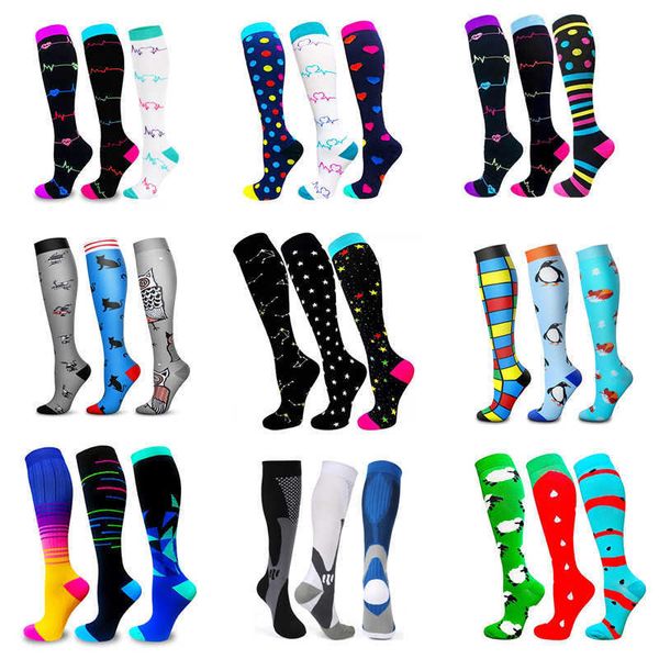 5 adet çorap çorap 6 pc yeni sıkıştırma çorapları varisli damarlar tıbbi erkek kadın hemşire baskılar unisex açık koşu döngüsü uzun basınç çorapları z0221