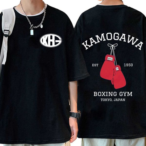 T-shirt da uomo Anime Hajime No Ippo T-shirt Manga Kamogawa Boxing Gym KGB T-shirt con stampa T-shirt da uomo in puro cotone Oversize Harajuku Streetwear L230222