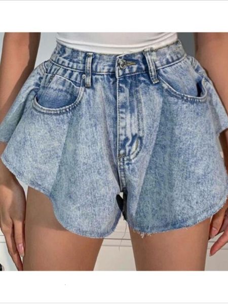 Shorts femininos verão solto tamanho grande jeans sexy hakama moda retro casual allmatch flor bud ladies jovens 230222