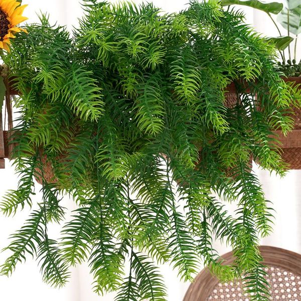 Flores decorativas 60cm25 deixa planta verde artificial pendurada videira de videira rabar