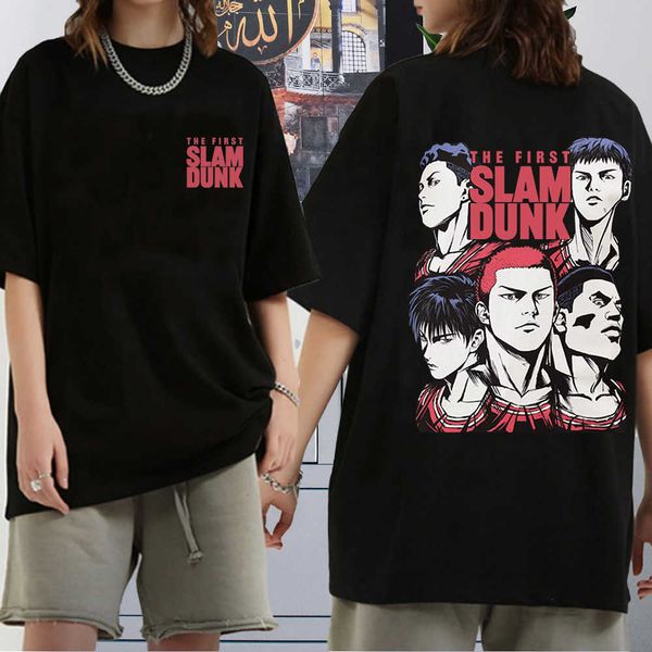 Camisetas masculinas Anime The First Slam Dunk Graphic T-shirt Men T-shirts Sleeves curtos Harajuku camisas 0222223h