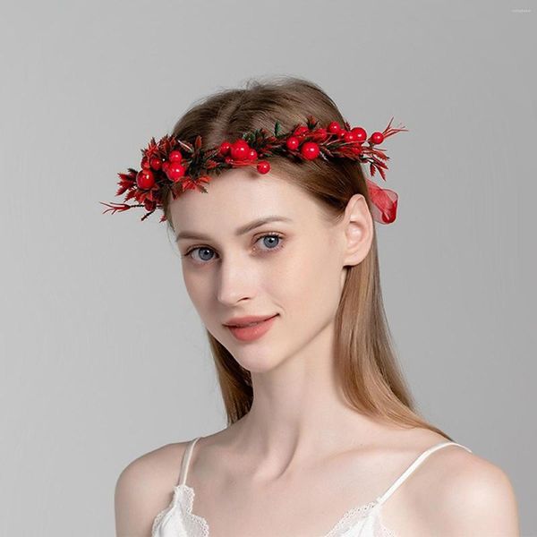 Kopfbedeckungen, rote Blumenkrone für Braut, Hochzeit, Haarschmuck, modische Blumenstirnbänder, Haarbänder für Frauen, Festzug, Tanzparty, Kopfschmuck