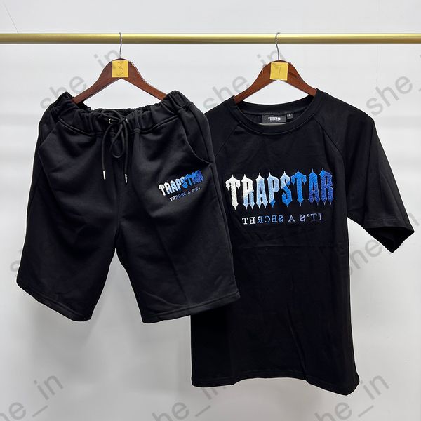 Moda masculina Fatos de treino curtos Calções casuais T-shirts Fato de treino Trapstar Feminino Toalha Bordado Moletons Conjuntos elegantes para homem Hip Hop Estilo de rua