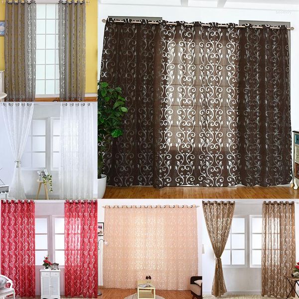 Vorhang 39 x 98 Zoll Vorhänge aus Polyester, halbverdunkelnd, Ösen oben, Fensterpaneel, Wohnzimmer, Schlafzimmer, El Voile-Drape