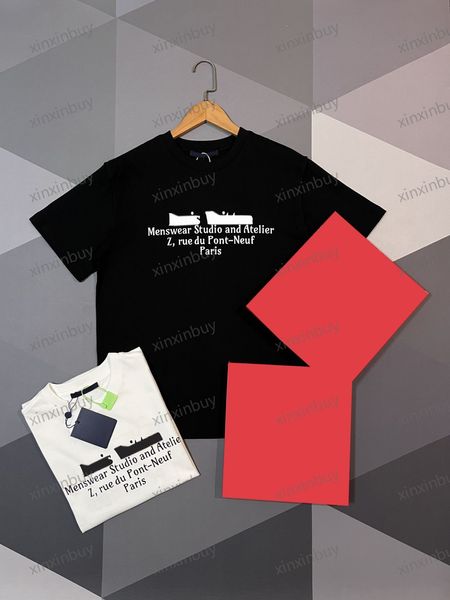 xinxinbuy Maglietta da uomo firmata T-shirt 23ss studio di abbigliamento da uomo Multi-strumento ricamo manica corta in cotone da donna Nero blu Bianco Cachi XS-L