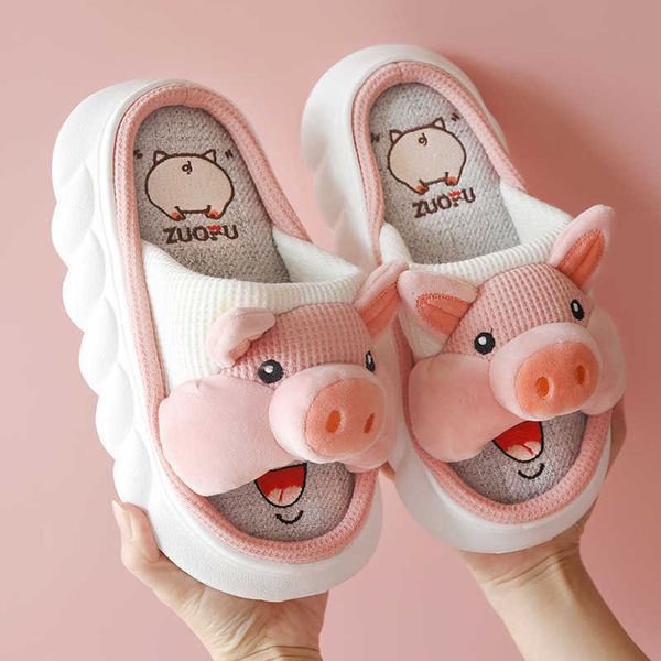 Pantofole Cute Pig Pantofole da casa per le donne Animali Piattaforma Pantofole morbide Donna Bella Pinguino Casa Scivoli Scarpe da interno per quattro stagioni Nuovo Z0215