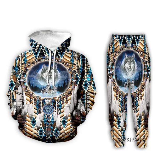 3D-Druck Neue Herren/Damen American Native Indian Style Lässige Mode Hoodies/Jogginghosen Hip Hop Trainingsanzüge X164