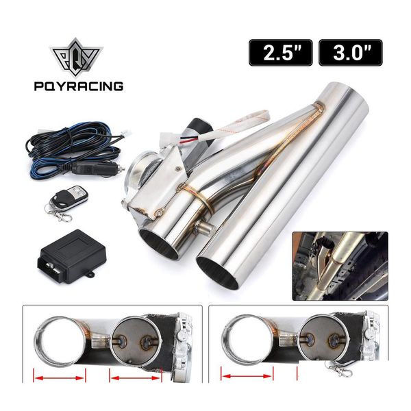 Muffler PQY 2.5 / 3 Teste di acciaio inossidabile Y tubo di ritaglio di scarico elettrico Kit di ritaglio di scarico per 2,5 pollici o 3 pollici CT93 Droplette per goccia mobil dhqxa