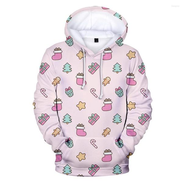 Felpe con cappuccio da uomo Full Print Babbo Natale 3D Uomo Donna Casual Autunno Inverno Hip Hop Felpe Ragazzi Ragazze Bambini Autunno